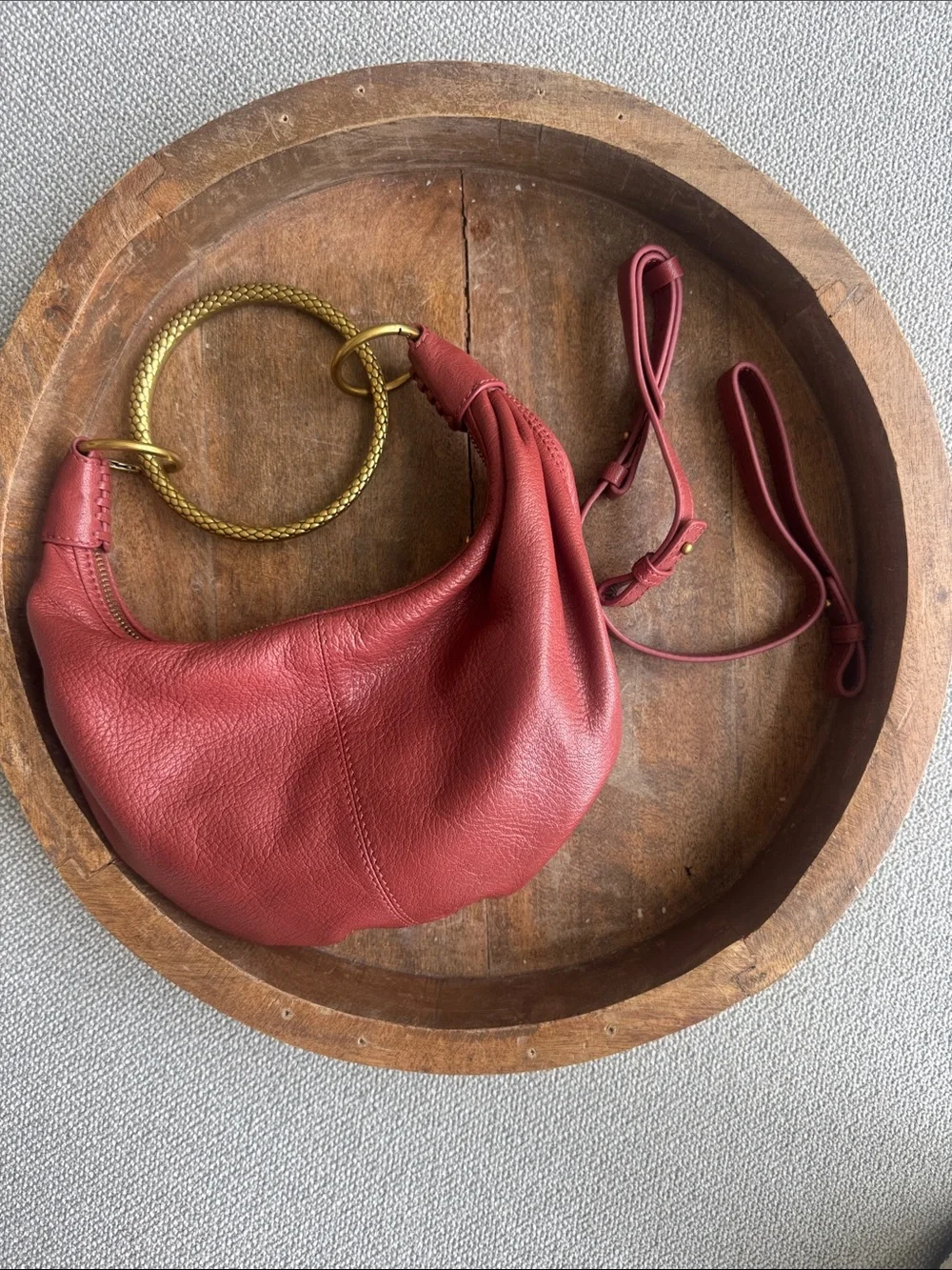 NWT Walter Baker Jane Leather Mini Hobo Bag Rust